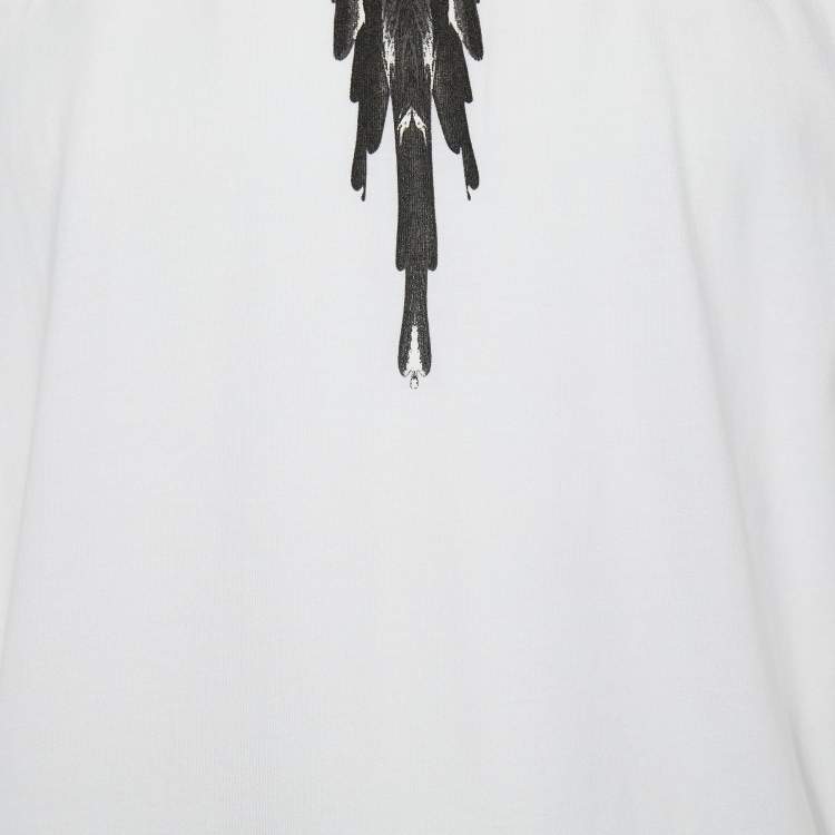 Pre Owned Marcelo Burlon White Icon Wings Printed Cotton Knit Crewneck T-Shirt S