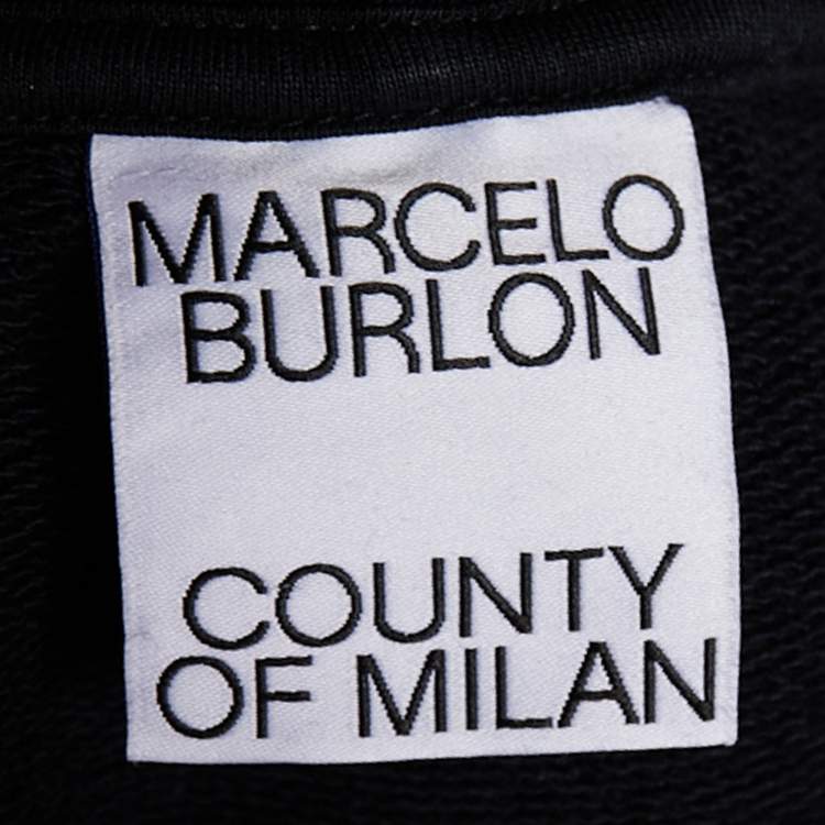 Pre Owned Marcelo Burlon Black Wings Printed Cotton Knit Oversized Hoodie S