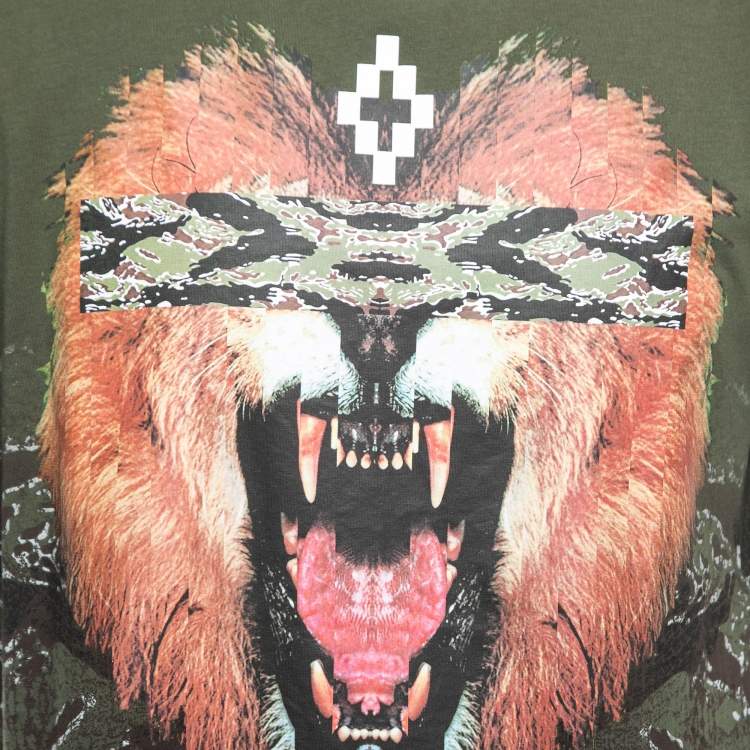 مملوكة مسبقًا Marcelo Burlon Military Green Coquimbo Print Cotton Crew Neck T-Shirt S