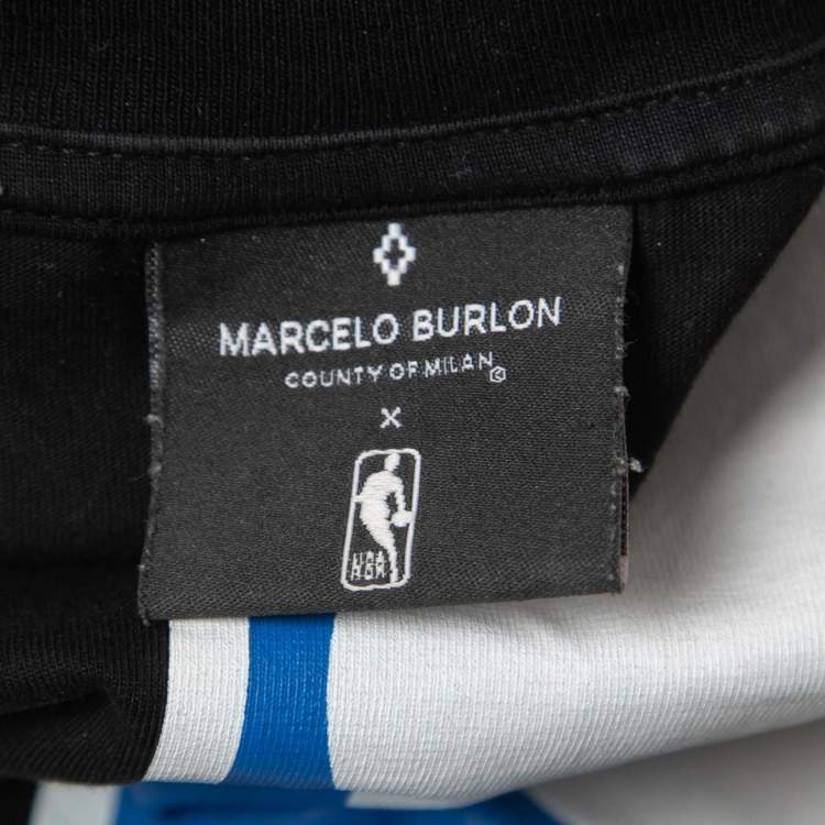 Pre Owned Marcelo Burlon Black Printed Cotton Half Sleeve T-Shirt M