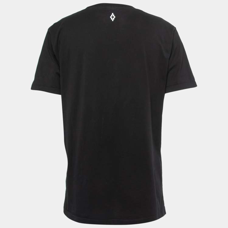 Pre Owned Marcelo Burlon Black Printed Cotton Half Sleeve T-Shirt M