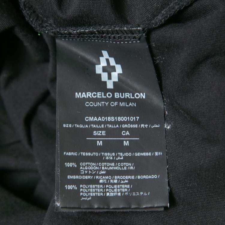 مملوكة مسبقًا Marcelo Burlon Black Printed Cotton Half Sleeve T-Shirt M