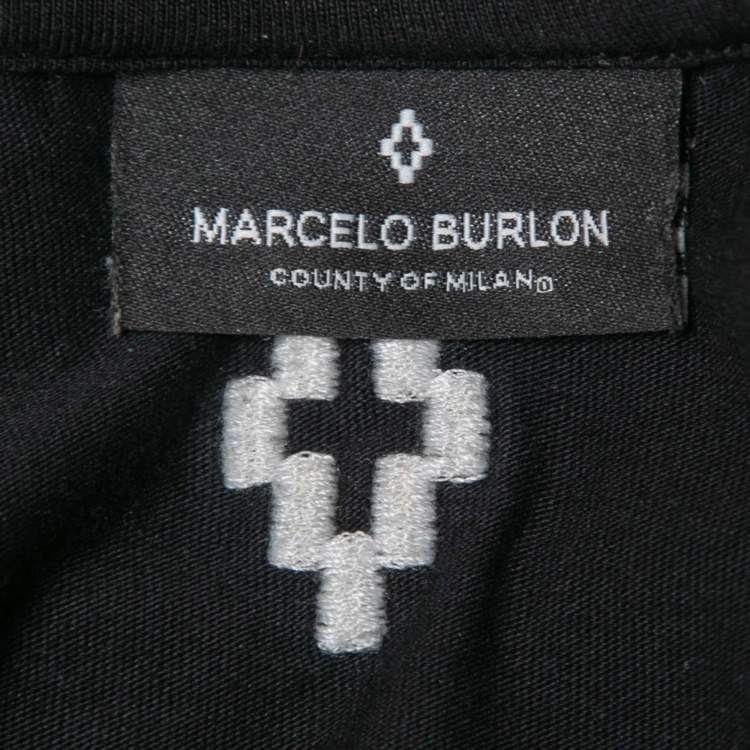 مملوكة مسبقًا Marcelo Burlon Black Printed Cotton Half Sleeve T-Shirt M