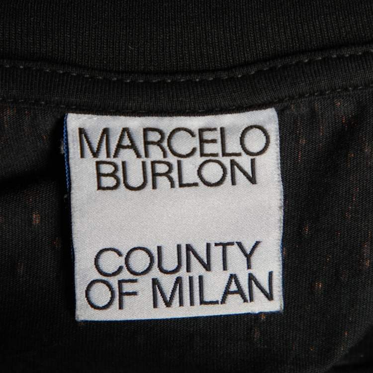 Pre Owned Marcelo Burlon Country of Milan Black Wings Printed Cotton Knit T-Shirt M