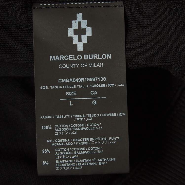 Pre Owned Marcelo Burlon X Muhammad Ali Black Printed Cotton Sweatshirt L