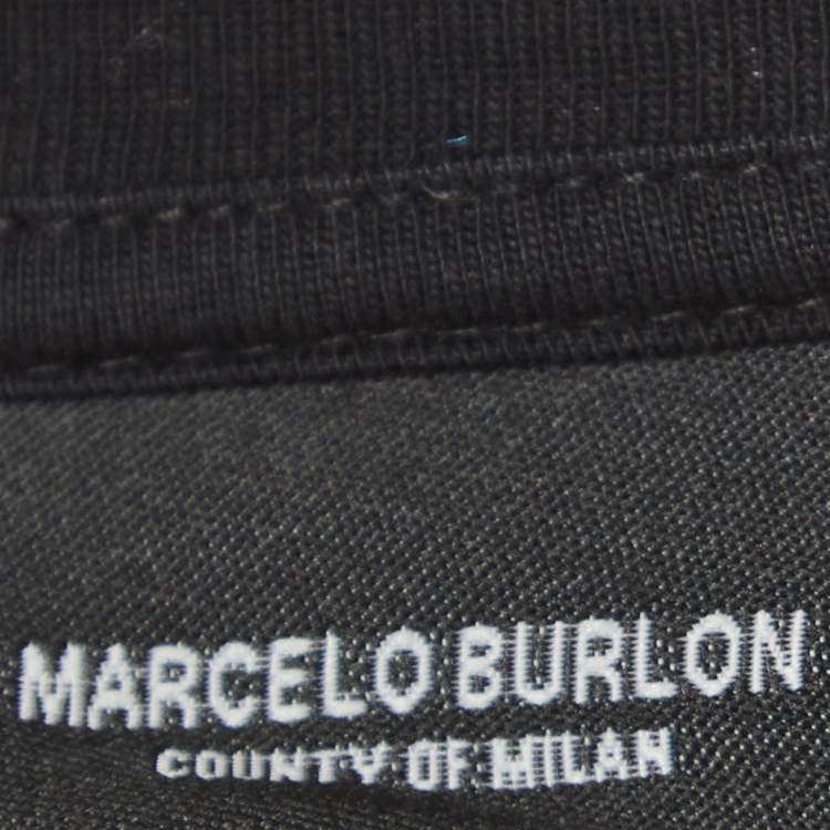 Pre Owned Marcelo Burlon Black Wolf Print Cotton Mahuida Crew Neck T-Shirt L