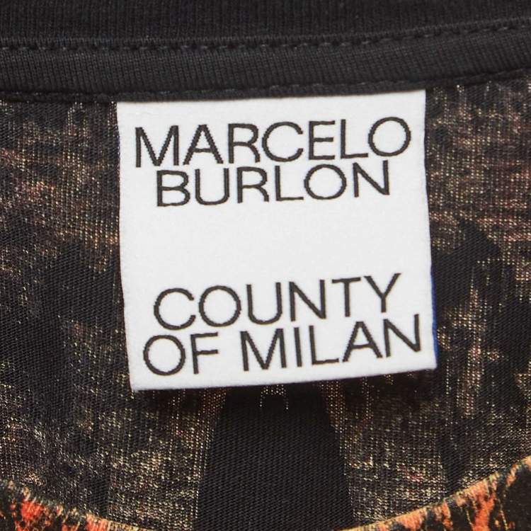 مملوكة مسبقًا Marcelo Burlon Black Icon Wings Print Cotton Crew Neck T-Shirt L