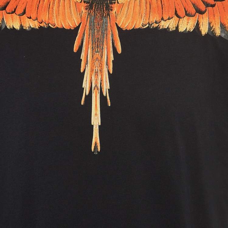 مملوكة مسبقًا Marcelo Burlon Black Icon Wings Print Cotton Crew Neck T-Shirt L