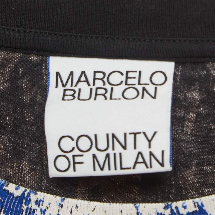 Pre Owned Marcelo Burlon Black Icon Wings Print Cotton Crew Neck T-Shirt L