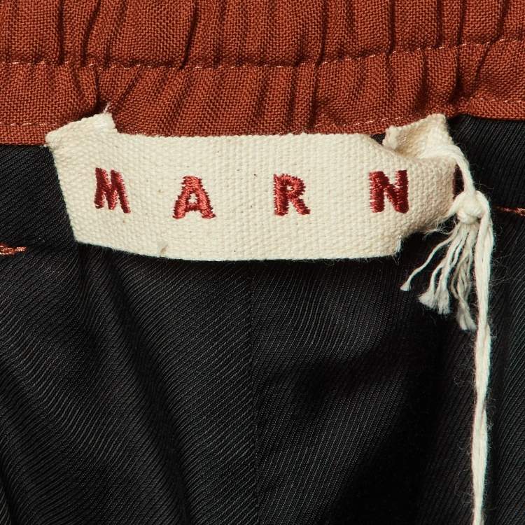 Pre Owned Marni Burnt Orange Wool Trousers M