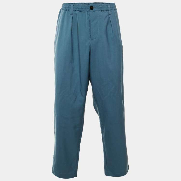 Pre Owned Marni Opal Blue Wool Trousers M