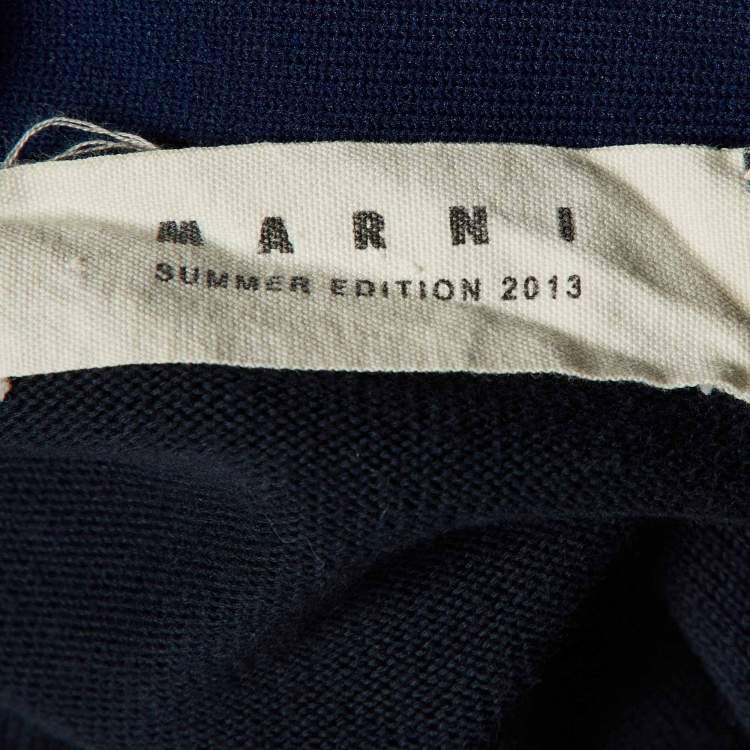 Pre Owned Marni Midnight Blue Cotton Knit Button Front Cardigan S