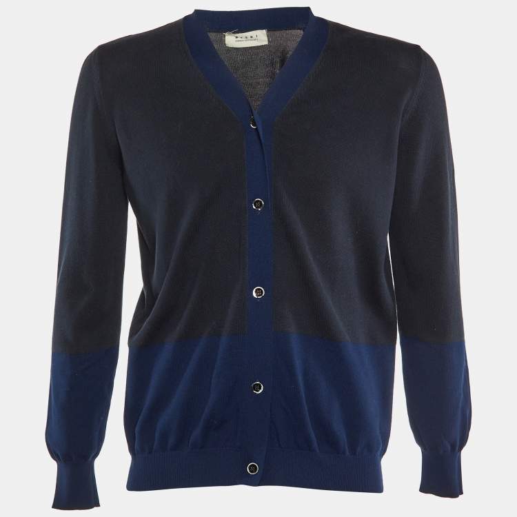 Pre Owned Marni Midnight Blue Cotton Knit Button Front Cardigan S