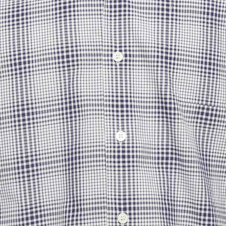 Pre Owned Marni Blue Plaid Cotton Short Sleeve Shirt M