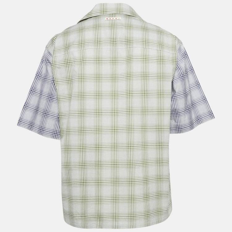 Pre Owned Marni Blue Plaid Cotton Short Sleeve Shirt M
