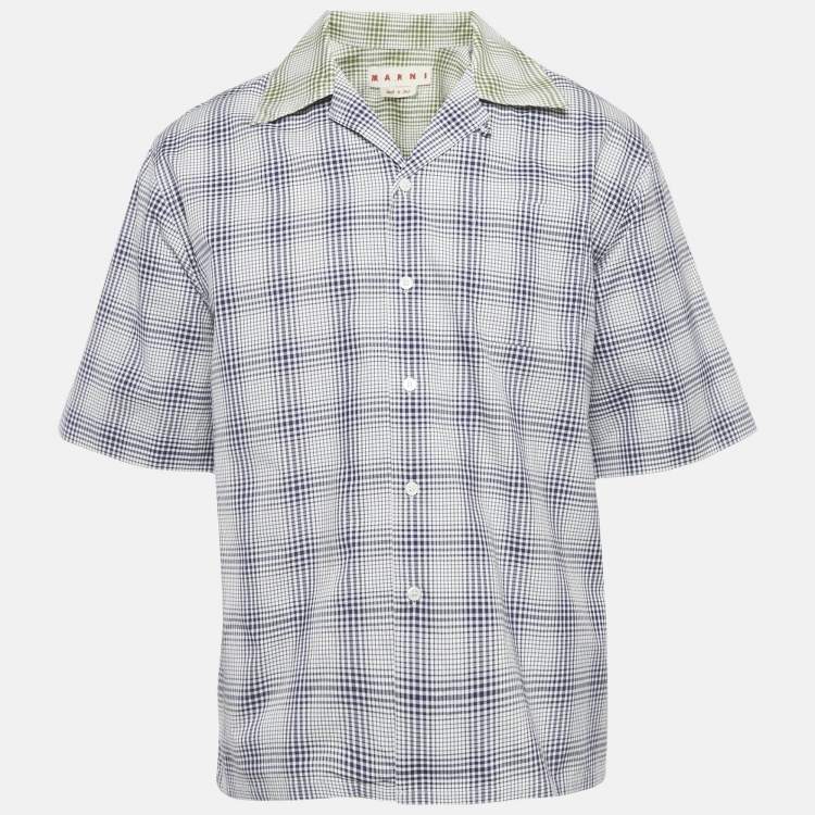 Pre Owned Marni Blue Plaid Cotton Short Sleeve Shirt M