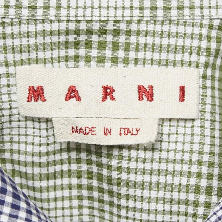 Pre Owned Marni Blue Plaid Cotton Short Sleeve Shirt M