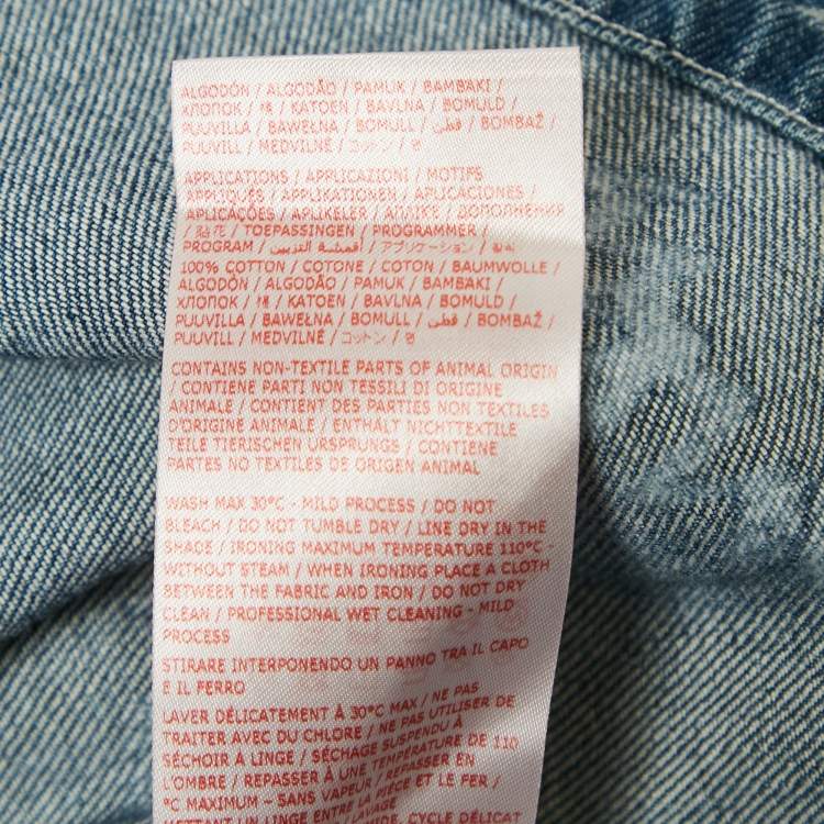 Pre Owned Marni Blue Logo Bleached Denim Short Sleeve Shirt M