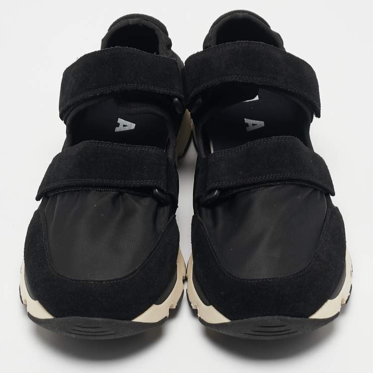 Pre Owned Marni Black Nylon and Suede  Velcro Strap Sneakers Size 45