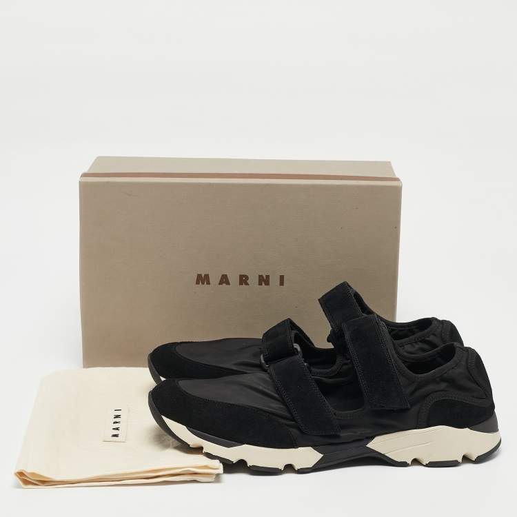 Pre Owned Marni Black Nylon and Suede  Velcro Strap Sneakers Size 45