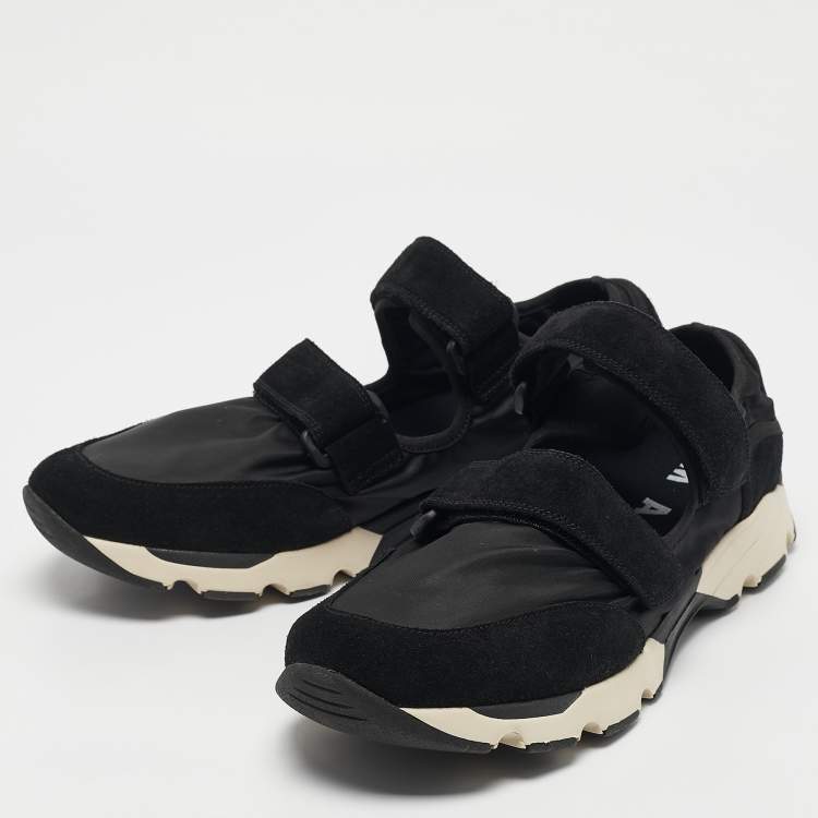 Pre Owned Marni Black Nylon and Suede  Velcro Strap Sneakers Size 45