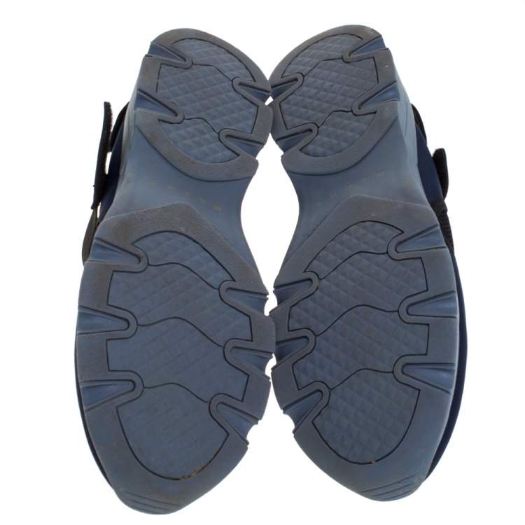 Pre Owned Marni Blue Fabric And Mesh Velcro Strap Sneakers Size 43