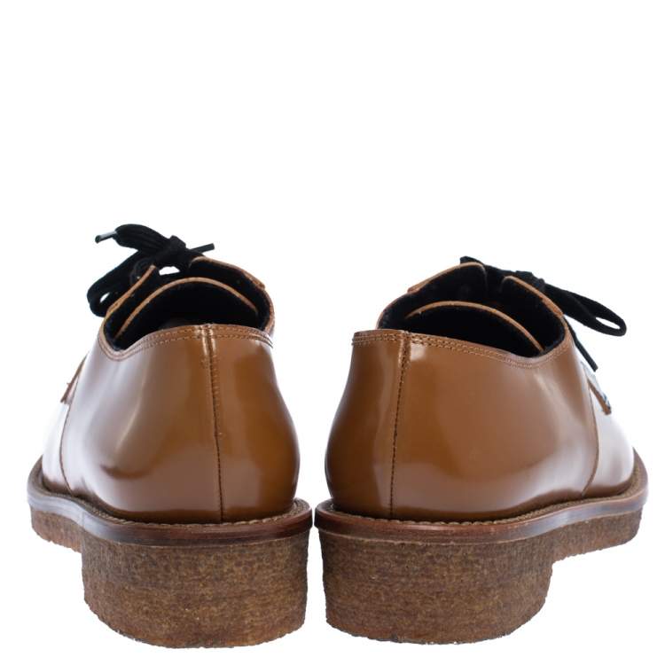 Pre Owned Marni Brown/Black Glossy Leather Lace Up Derby Size 40