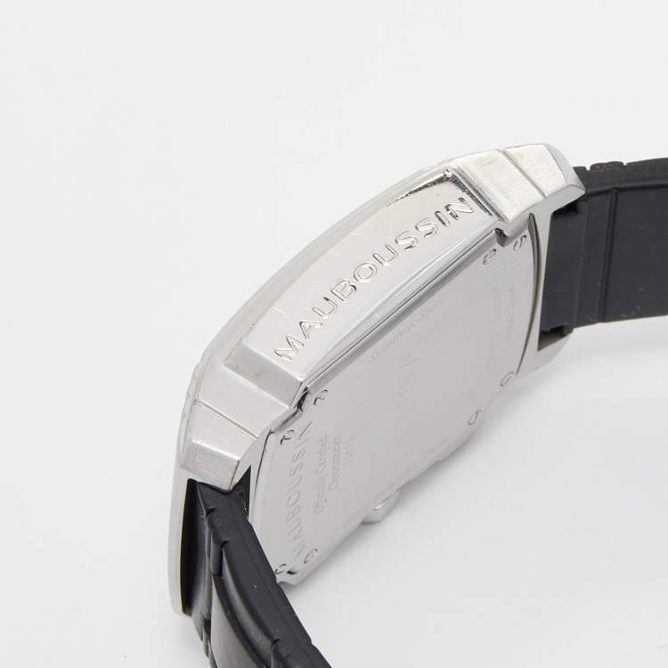 Pre Owned Mauboussin Silver Stainless Steel Rubber Fouga R.05390 Men's Wristwatch 32.50 mm