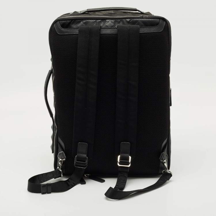 Pre Owned MCM Black Camouflage Textured Nylon Medium Dieter Backpack