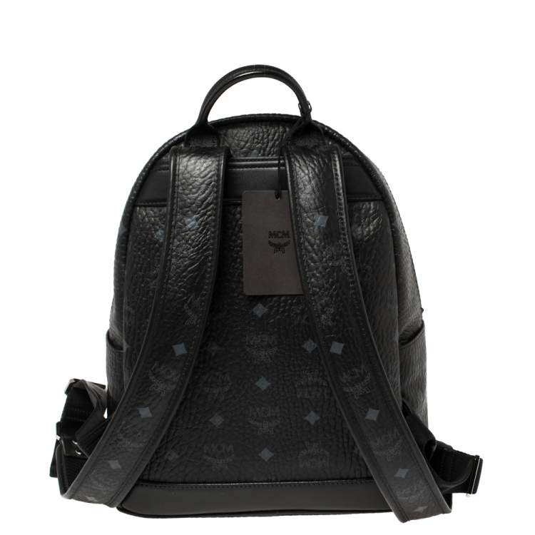Pre Owned MCM Black Visetos Coated Canvas Trilogie Stark Backpack