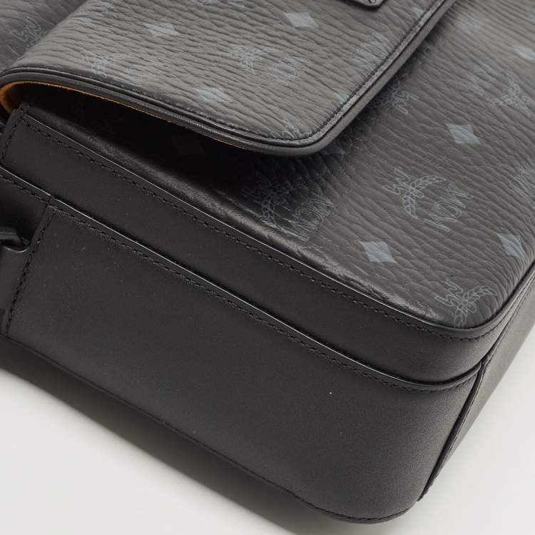 Pre Owned MCM Black Visetos Coated Canvas Aren Messenger Bag