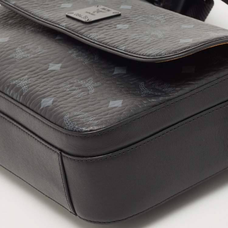 Pre Owned MCM Black Visetos Coated Canvas Aren Messenger Bag