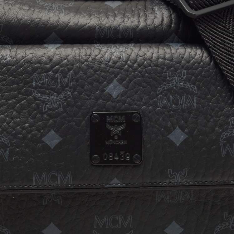 Pre Owned MCM Black Visetos Coated Canvas Aren Messenger Bag