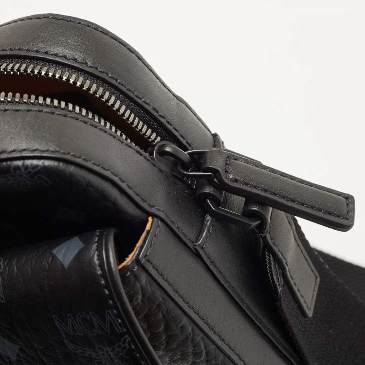 Pre Owned MCM Black Visetos Coated Canvas Aren Messenger Bag