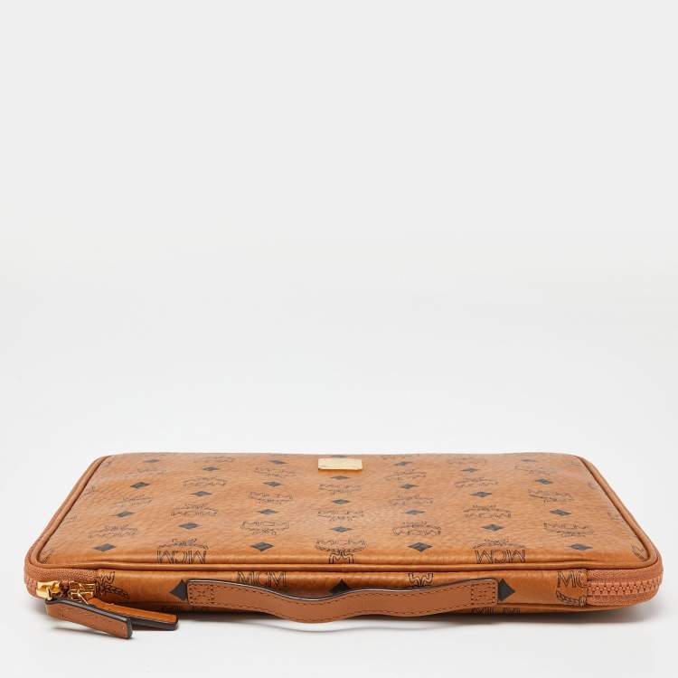 Pre Owned MCM Cognac Visetos Coated Canvas 13" iPad Case