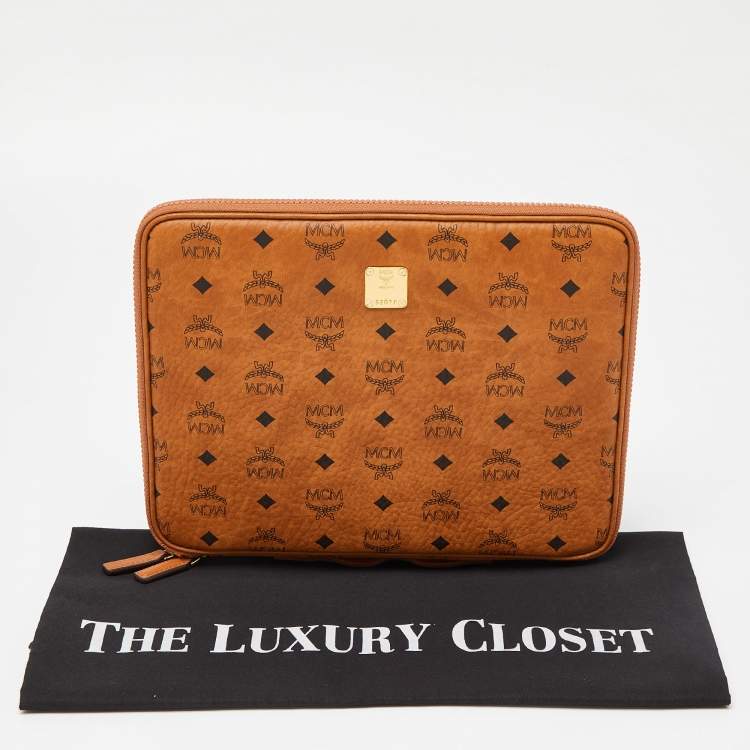 Pre Owned MCM Cognac Visetos Coated Canvas 13" iPad Case