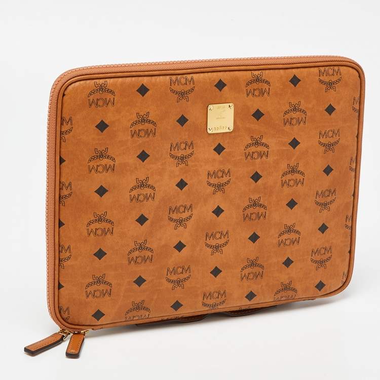 Pre Owned MCM Cognac Visetos Coated Canvas 13" iPad Case