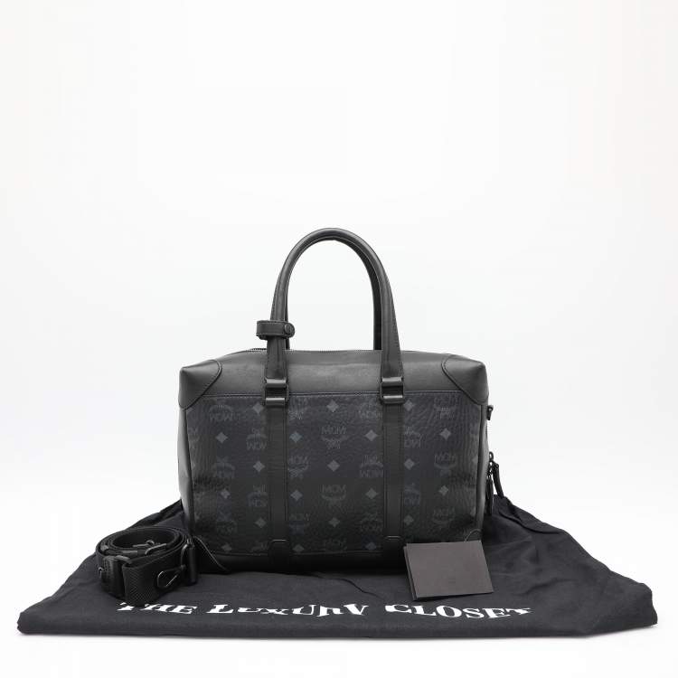 Pre Owned MCM Black Visetos Coated Canvas and Leather Medium Soft Berlin Tote
