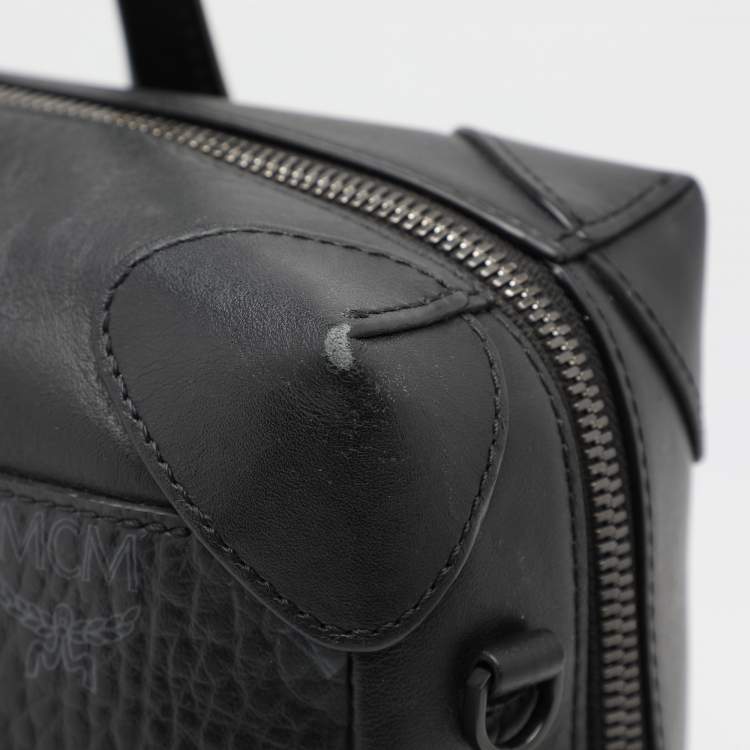 Pre Owned MCM Black Visetos Coated Canvas and Leather Medium Soft Berlin Tote
