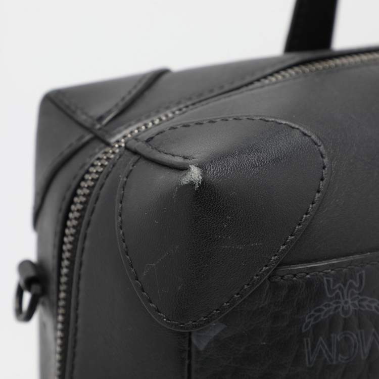 Pre Owned MCM Black Visetos Coated Canvas and Leather Medium Soft Berlin Tote