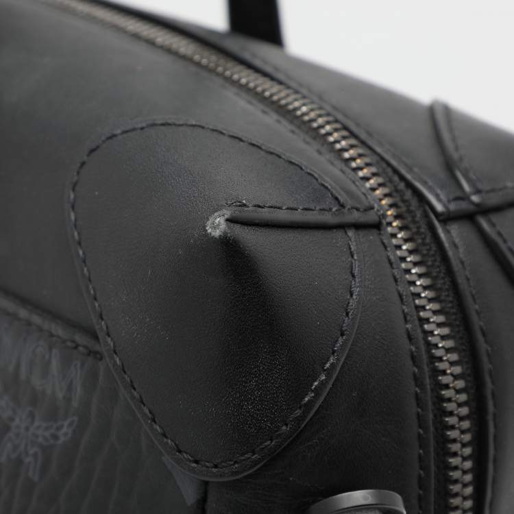 Pre Owned MCM Black Visetos Coated Canvas and Leather Medium Soft Berlin Tote
