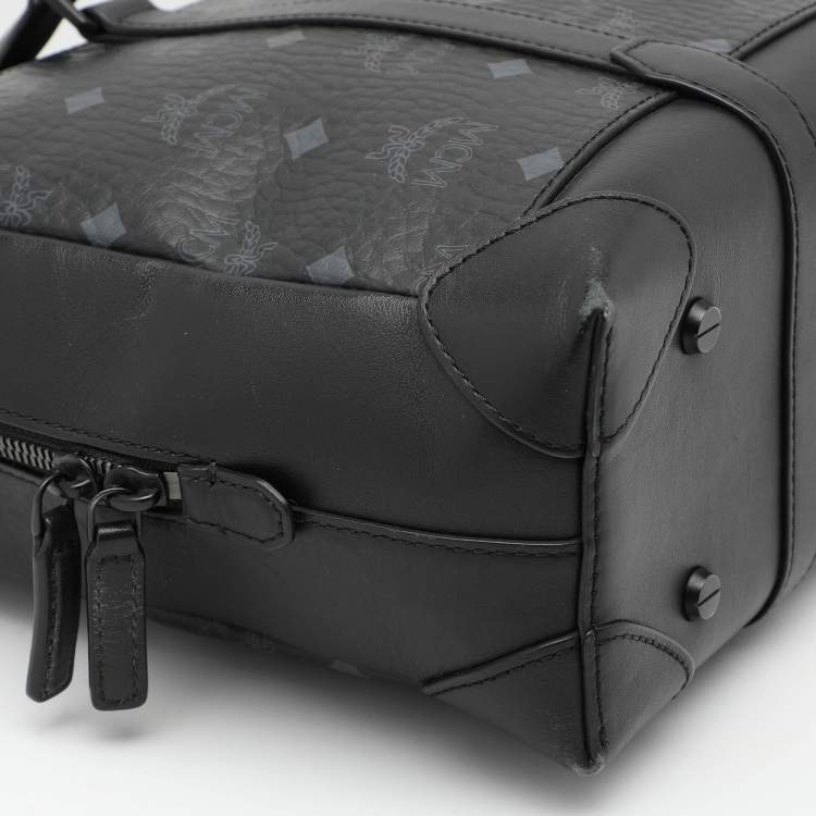 Pre Owned MCM Black Visetos Coated Canvas and Leather Medium Soft Berlin Tote