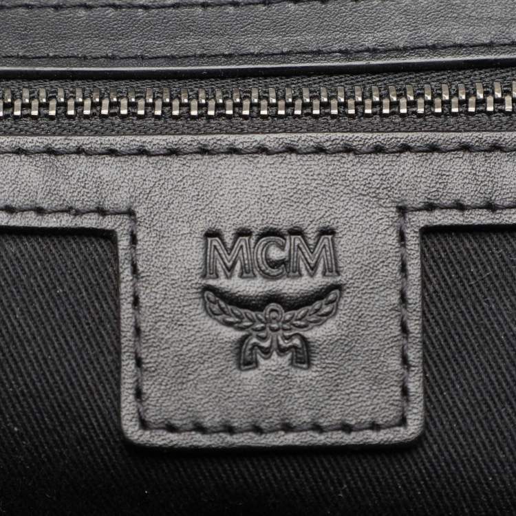 Pre Owned MCM Black Visetos Coated Canvas and Leather Medium Soft Berlin Tote
