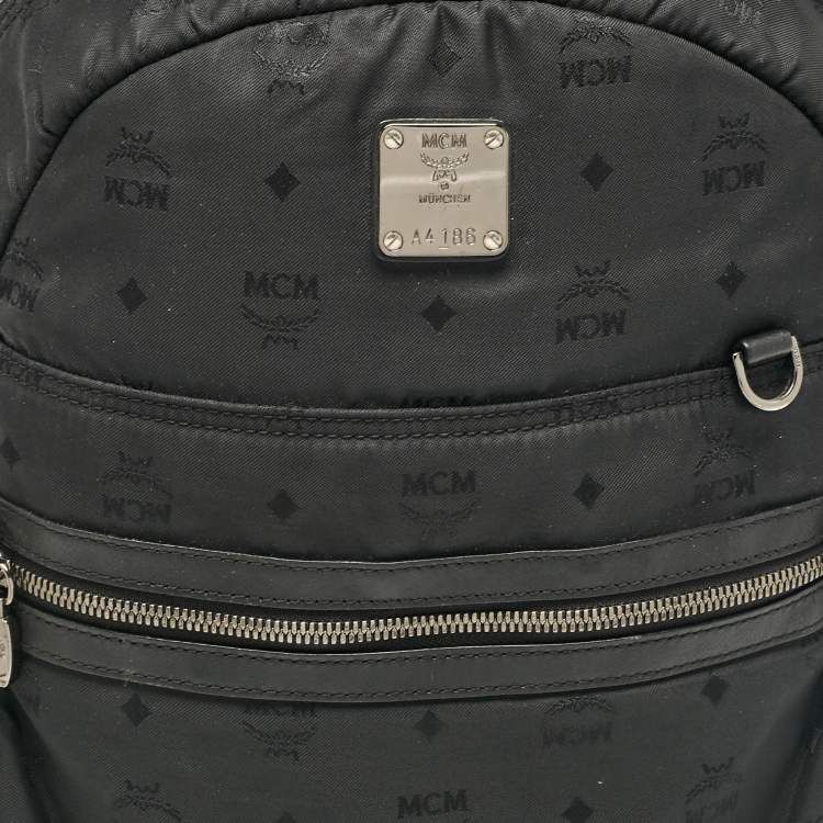 Pre Owned MCM Black Visetos Nylon Stark Backpack