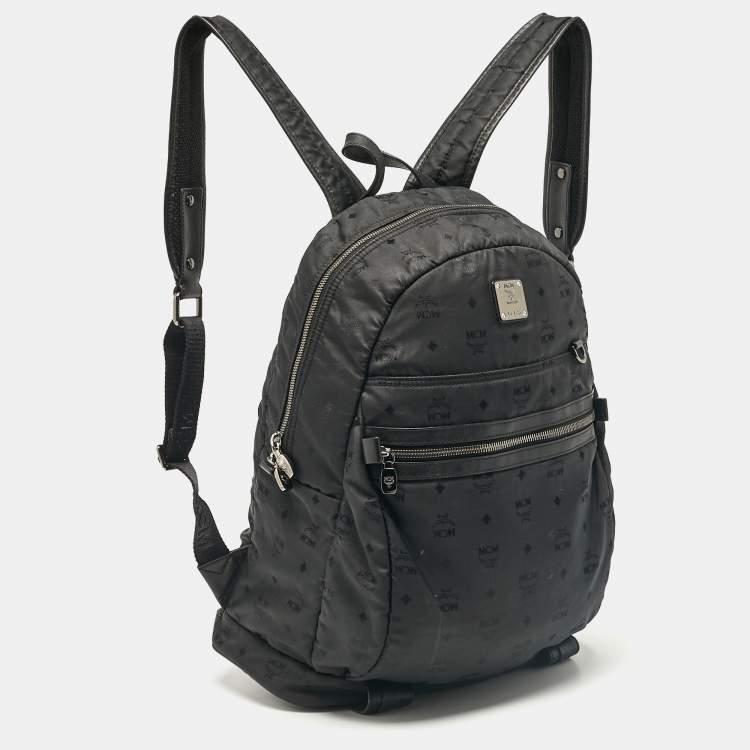 Pre Owned MCM Black Visetos Nylon Stark Backpack
