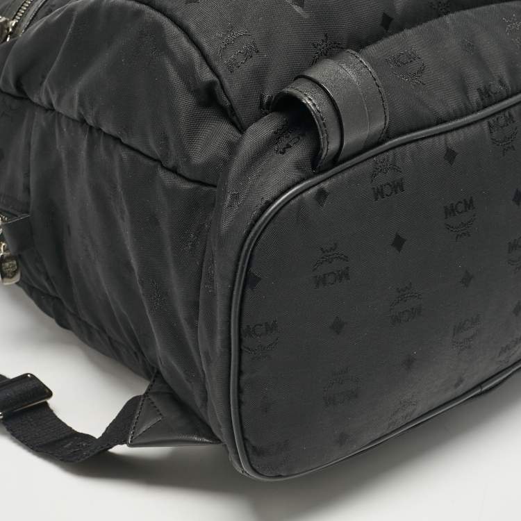 Pre Owned MCM Black Visetos Nylon Stark Backpack