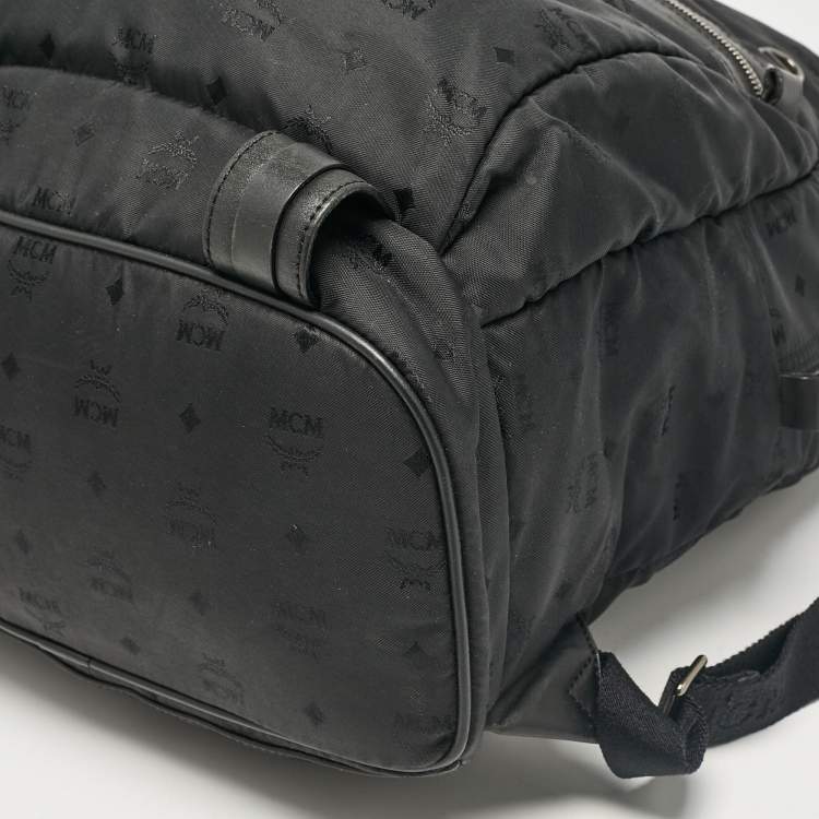 Pre Owned MCM Black Visetos Nylon Stark Backpack