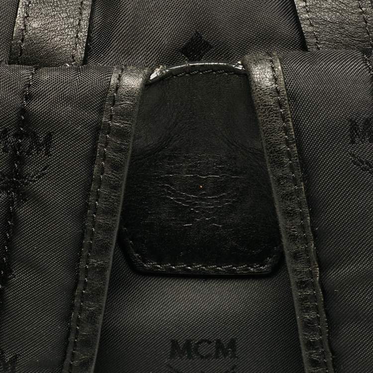 Pre Owned MCM Black Visetos Nylon Stark Backpack