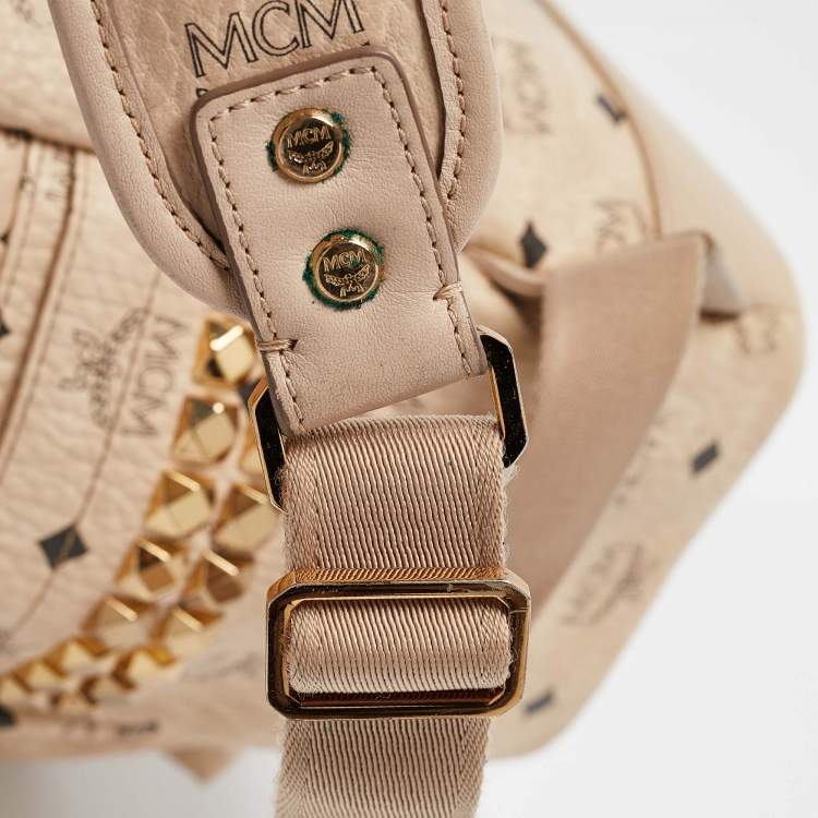 Pre Owned MCM Beige Visetos Coated Canvas Stark Side Studs Backpack