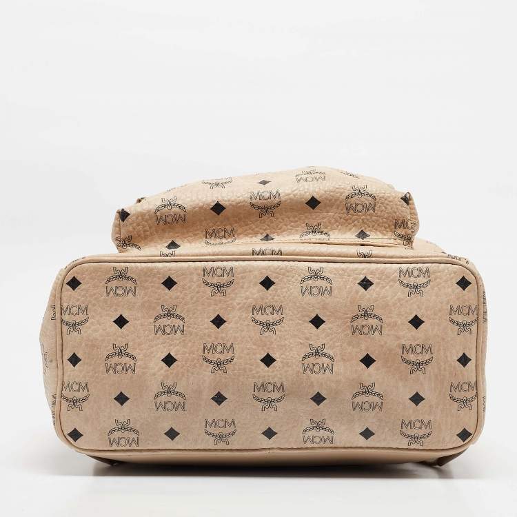 Pre Owned MCM Beige Visetos Coated Canvas Stark Side Studs Backpack